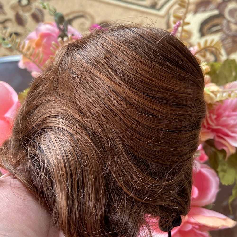 Auburn coloured faux bun